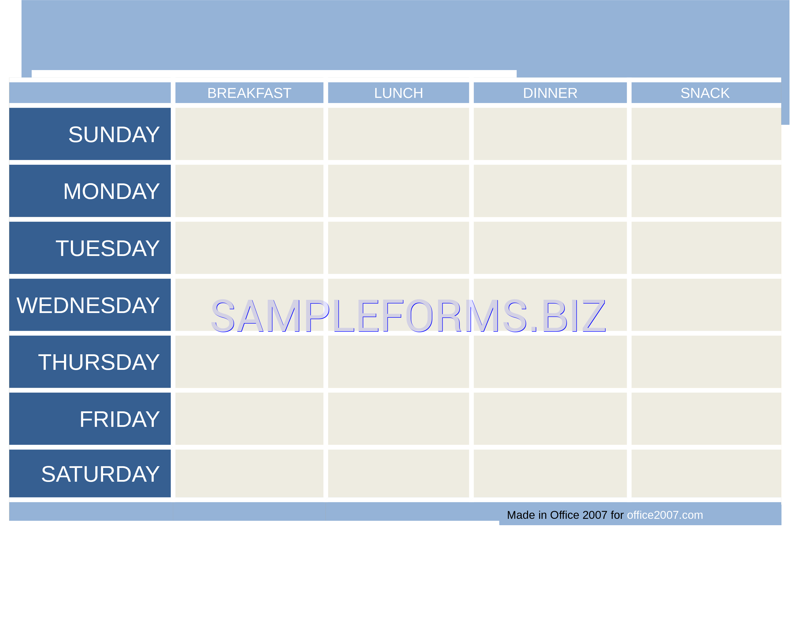 Preview free downloadable Weekly Meal Planner 1 in PDF (page 1)